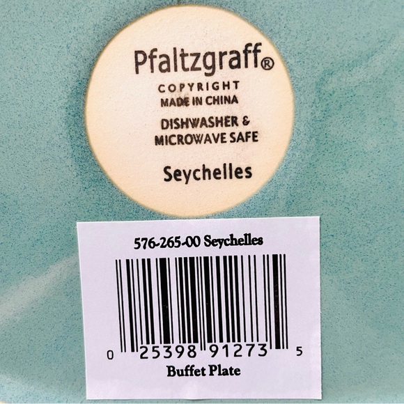 Pfaltzgraff•NWT•Set of (2) VINTAGE Seychelles Buffet Plates•Green Sea•10”x 8” - Picture 3 of 7
